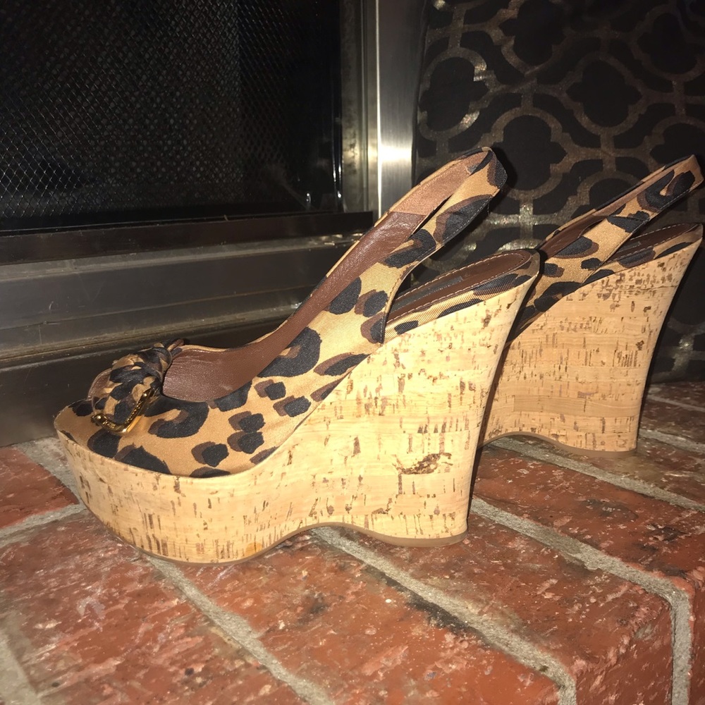 Louis Vuitton Leopard Print Wedge Sandals